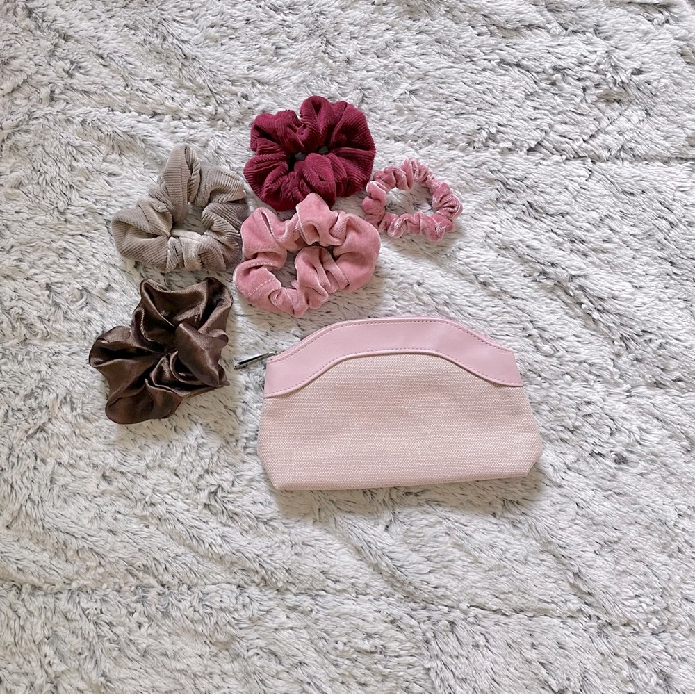 FREE WITH PURCHASE! Scrunchies and makeup bag :)